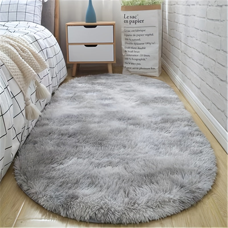 [Best-Selling] Plush Tie-Dye Oval Mat | Made with Ultra-Soft Polyester Fiber | Thick, Durable & Easy to Clean | Perfect for Bedroom or Living Room | Enhances Coziness and Adds Texture | Ideal Rugs for Living Room