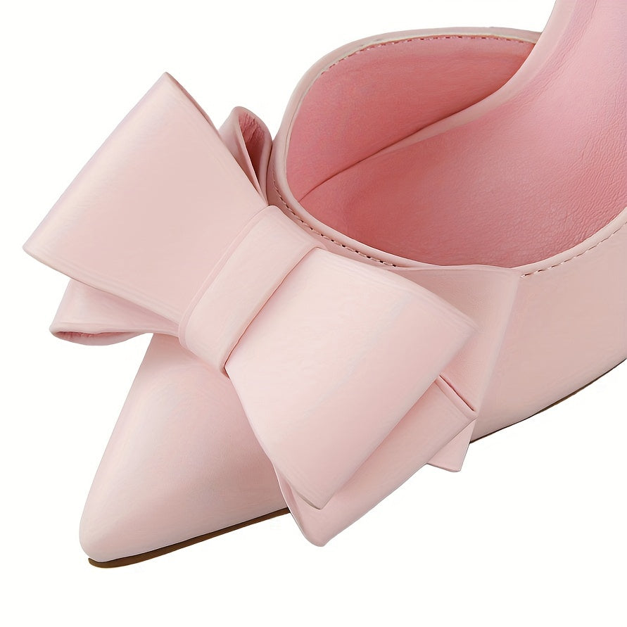 Stylish Stiletto Heels with Bowknot Detail, Pointed-Toe Pumps with Cut-Out Design