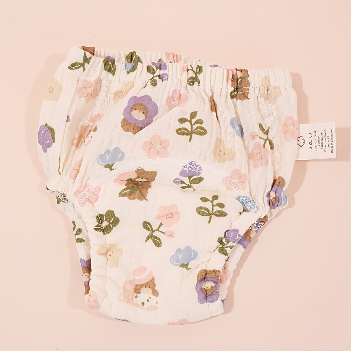 Adorable Garden Bear Korean-Style Gauze Potty Training Learning Pants for Spring/Summer Season, Waterproof Cloth Diapers, High-Quality Pure Diapers