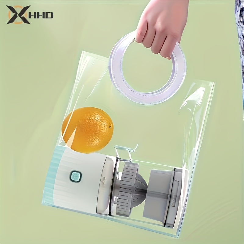 Compact portable juicer with USB rechargeability and automatic squeezing for efficient separation, perfect for fresh orange juice and other kitchen tasks.