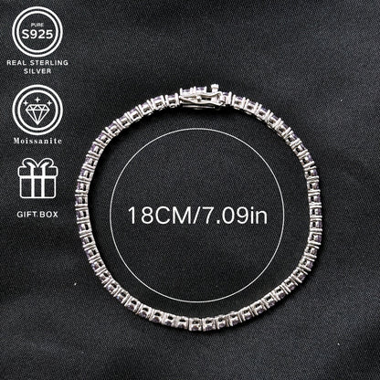 This fashionable pink sparkling Moissanite bracelet, made of S925 silver, is a luxurious and elegant piece weighing 9.6G. It makes for a classic gift for a loved one or family member.