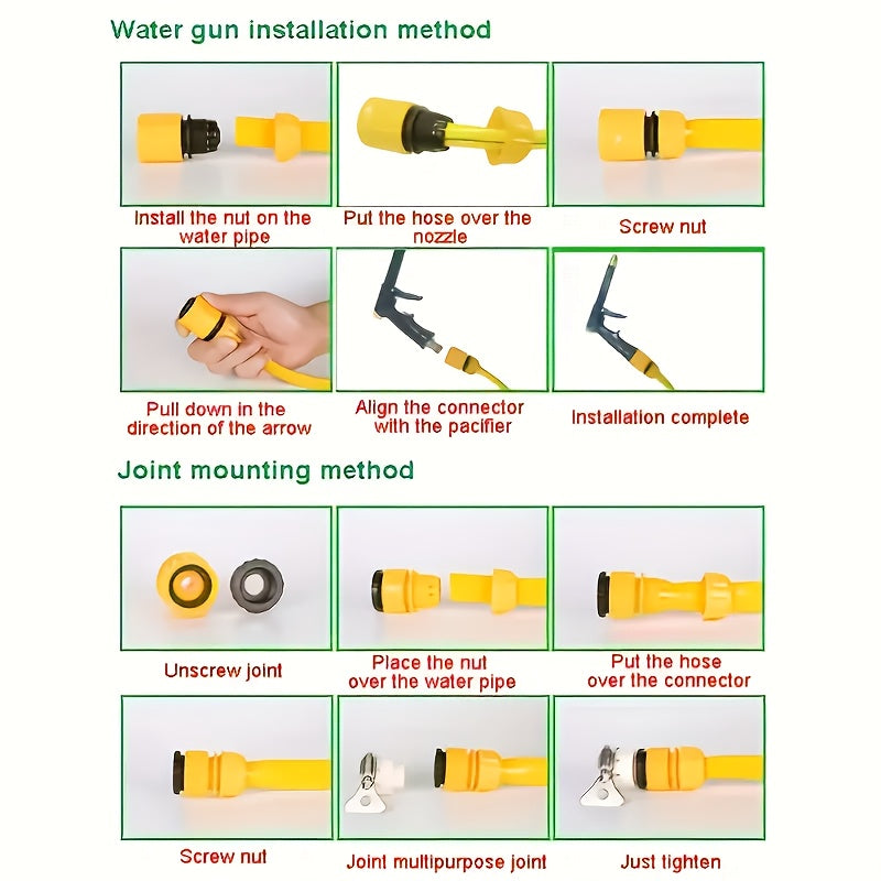 PVC Water Gun Set with 5m Hose - Ideal for Car Washing, Cleaning, and Watering - Essential for Outdoor Use.