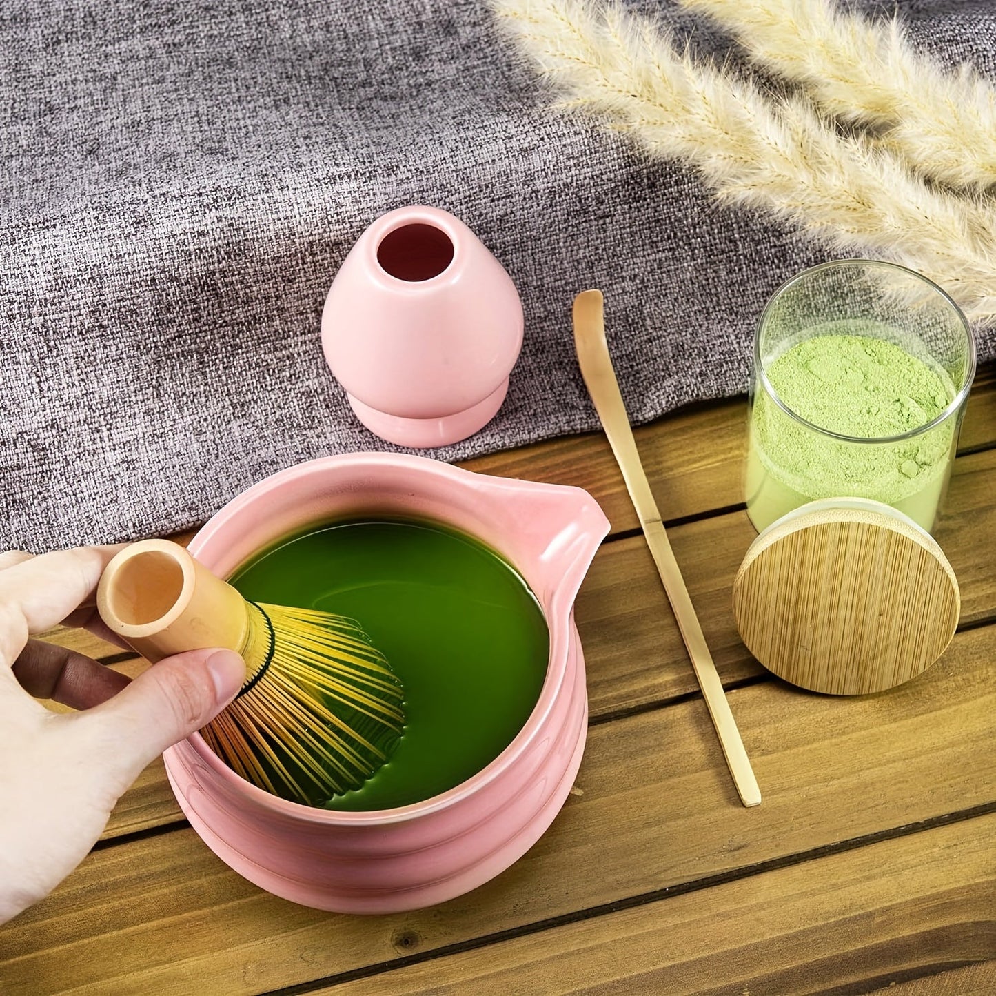 Authentic Japanese Matcha Ceremony Kit: Includes Ceramic Tea Bowl, Bamboo Tea Whisk, Gold-Plated Tea Scoop, and Matcha Sieve - Ideal for Traditional Matcha Rituals