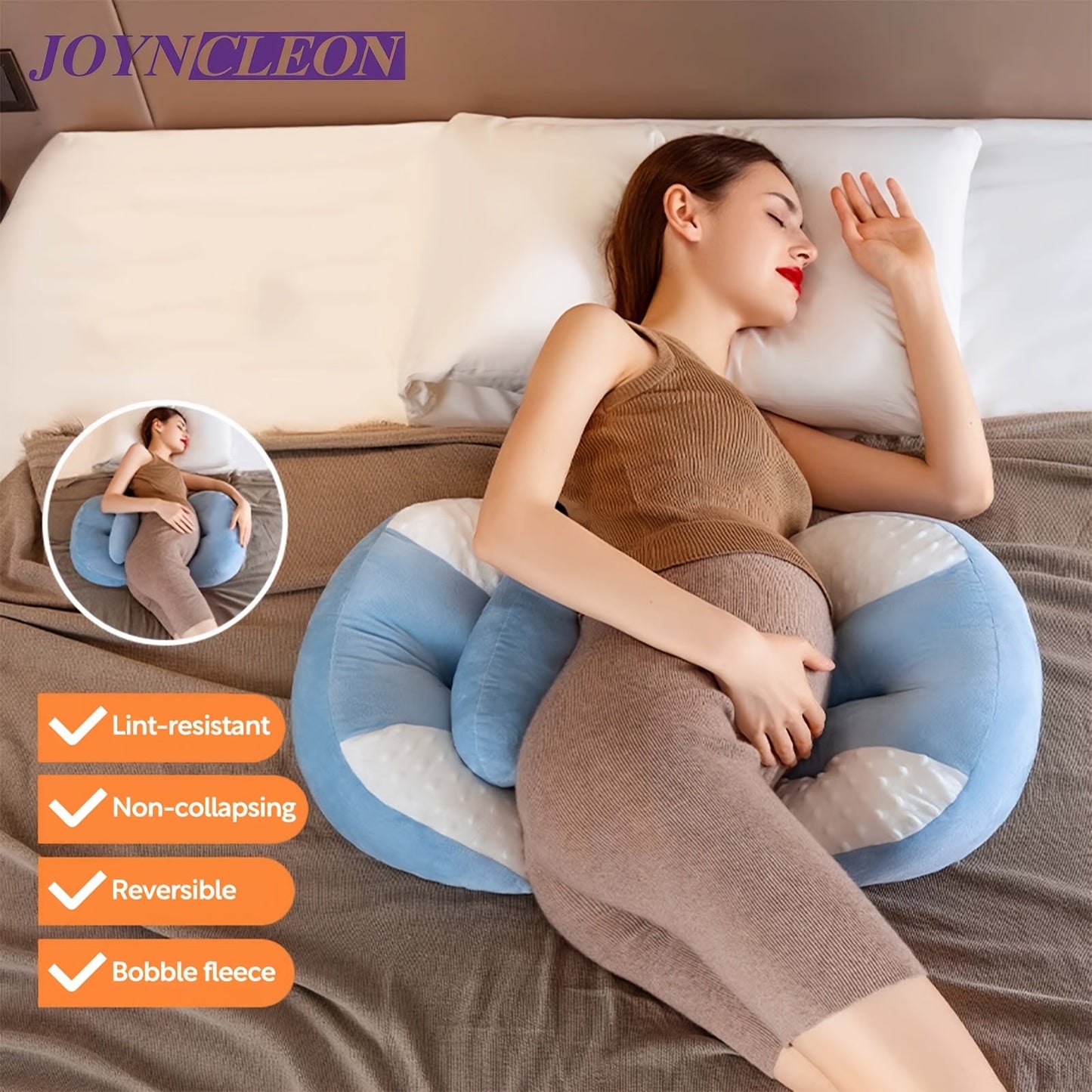 The Joyncleon U-Shaped Maternity Pillow is a versatile and lightweight option for expecting mothers. Made of polyester fiber, this pillow provides medium soft back support and is easily adjustable to suit your comfort needs. Its portable and flexible