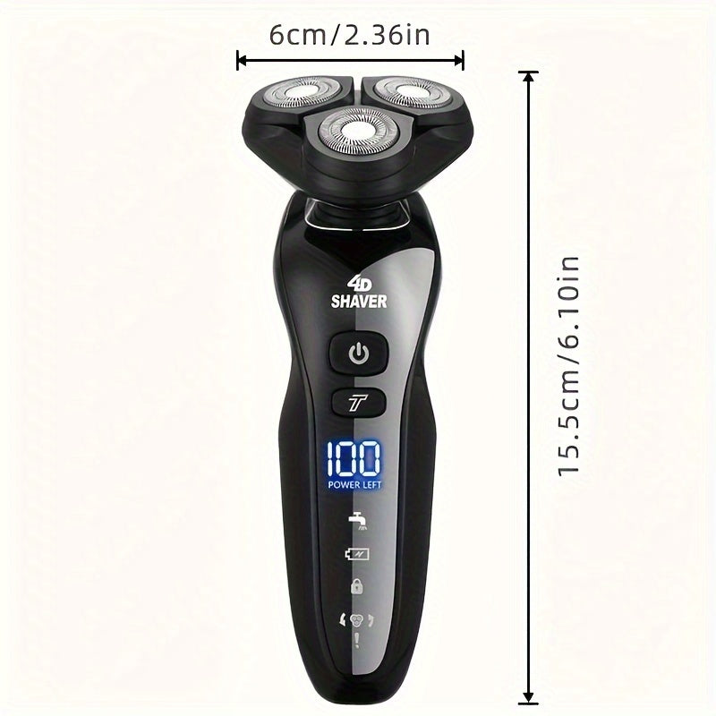 Men's 3-in-1 electric shaver set with rotary shaver, wet & dry shaving, USB charging, lithium battery, great Father's Day gift.