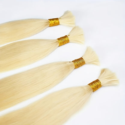 45.72-71.12 cm No Weft Braiding Hair Bulk, Blonde Human Hair Extensions, 50g/100g Pack for Women