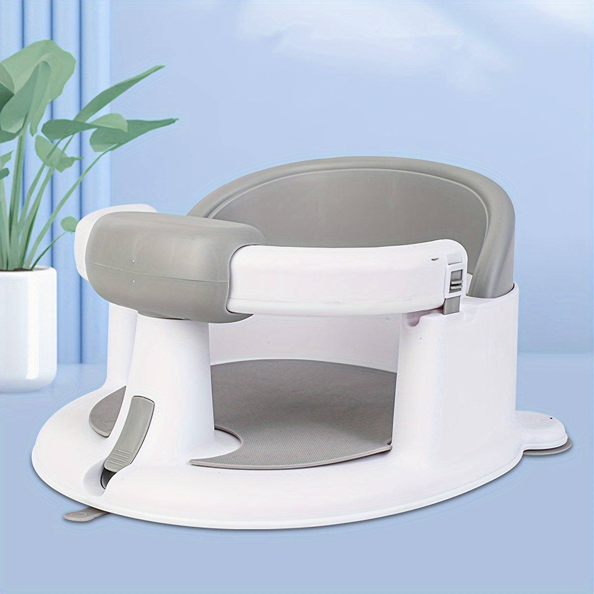 Get the Youngsters' Bath Chair with Armrests for a Safe and Comfortable Bathing Experience - Choose from Gray, Pink, or Blue Options with Non-Slip and Strong Suction Cup Base