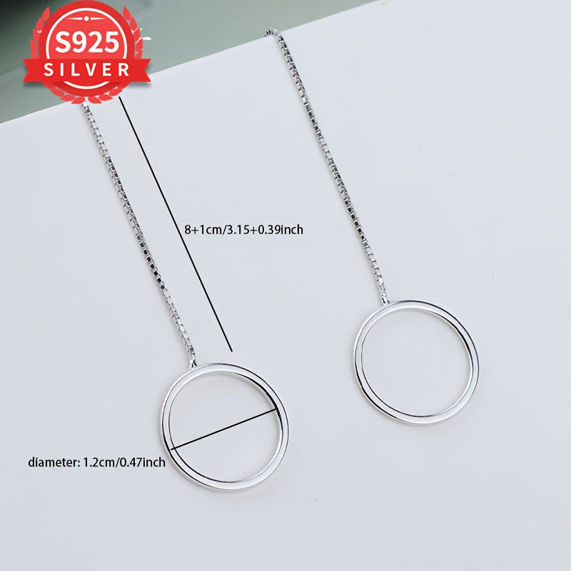 925 Hypoallergenic Fashionable Long Tassel Geometric Circle Earrings for Women, a versatile and stylish accessory suitable for all occasions. This simple yet elegant design complements any outfit, making it the perfect gift for the woman with a unique