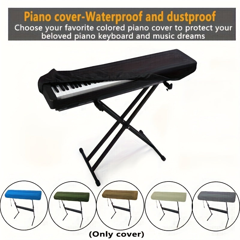 Black Stretchable Keyboard Dust Cover for Electric Pianos - Made of Polyester Fabric, Features Drawstring Closure, Compatible with 61/88 Key Digital Pianos, Not Waterproof