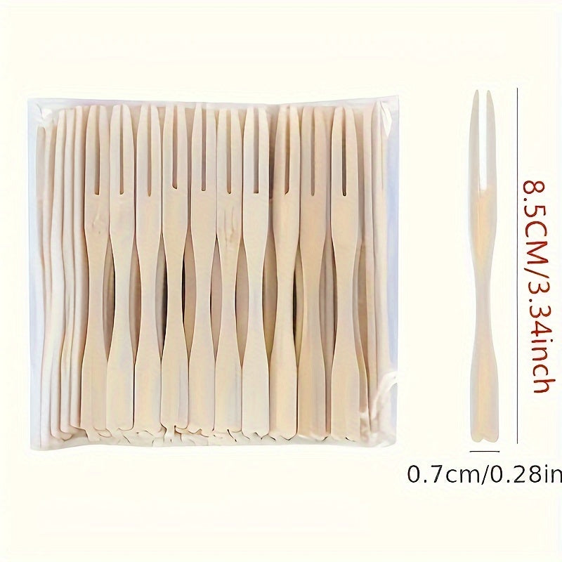 Disposable Mini Food Choices: 100 pieces of Double Fork Fruit Cocktail Forks for Secondary Tableware at Party Supplies for Appetizers, Cocktails, Fruits, Pastries, and Snacks. Total of 500 pieces available.