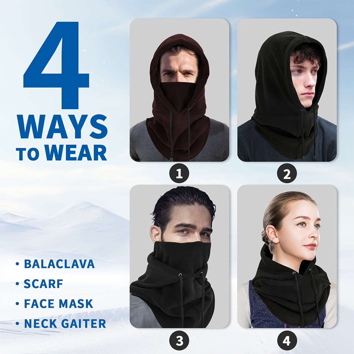 Stylish Knit Women's Winter Balaclava Hood - Windproof and Warm Neck Gaiter for Skiing and Cycling