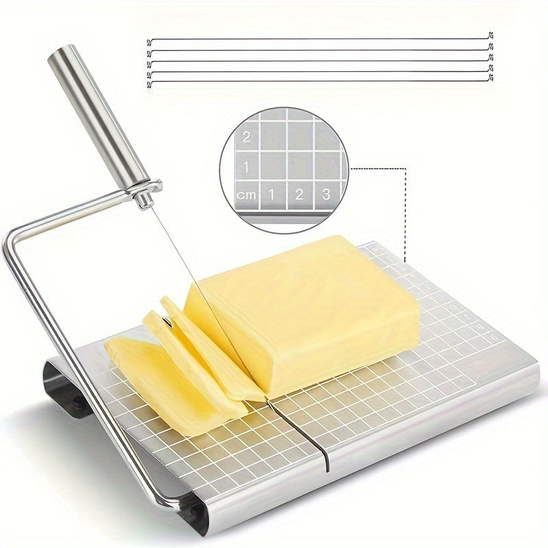 Featuring 6 pieces with 5 cutting lines, this stainless steel cheese slicer is adjustable and thickened for optimal slicing of cheese, ham, and other foods. With an ergonomic handle, this metal cheese slicer is suitable for block cheeses and is a