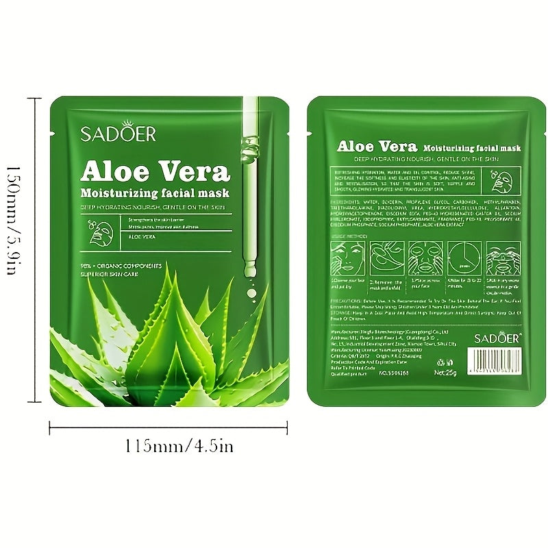 Adult Aloe Vera Facial Masks: 3-6pcs - Moisturizing Face Sheets with Glycerin, Nicotinamide & Trehalose - Alcohol-Free, Fragrance-Free, Hydrating for All Skin Types - Perfect for Home &