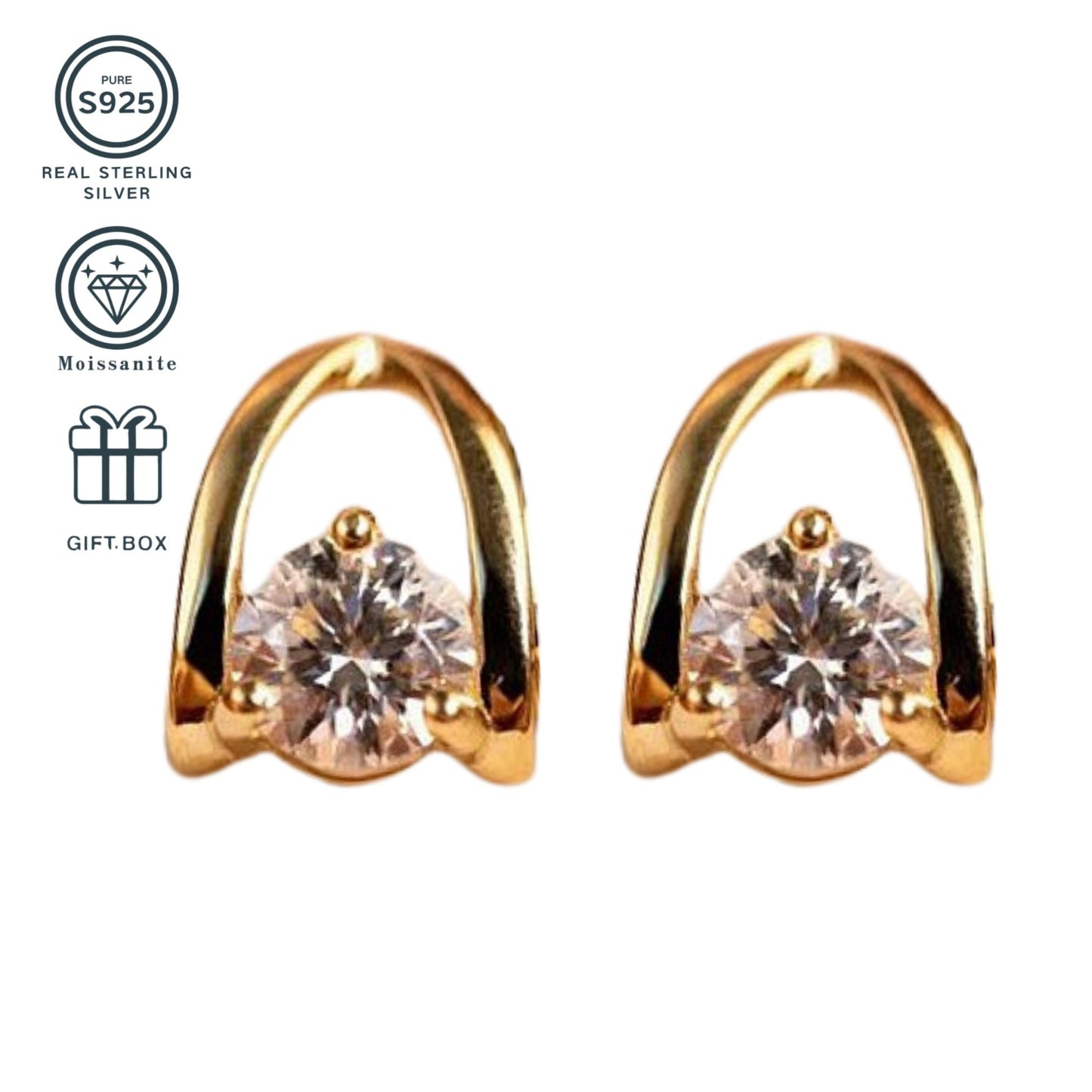 These 1ct*2 carat Moissanite earrings are set in S925 sterling silver and plated with 18K Gold. The total weight of the earrings is approximately 2.5g, making them a perfect anniversary gift for women who appreciate high-quality jewelry.