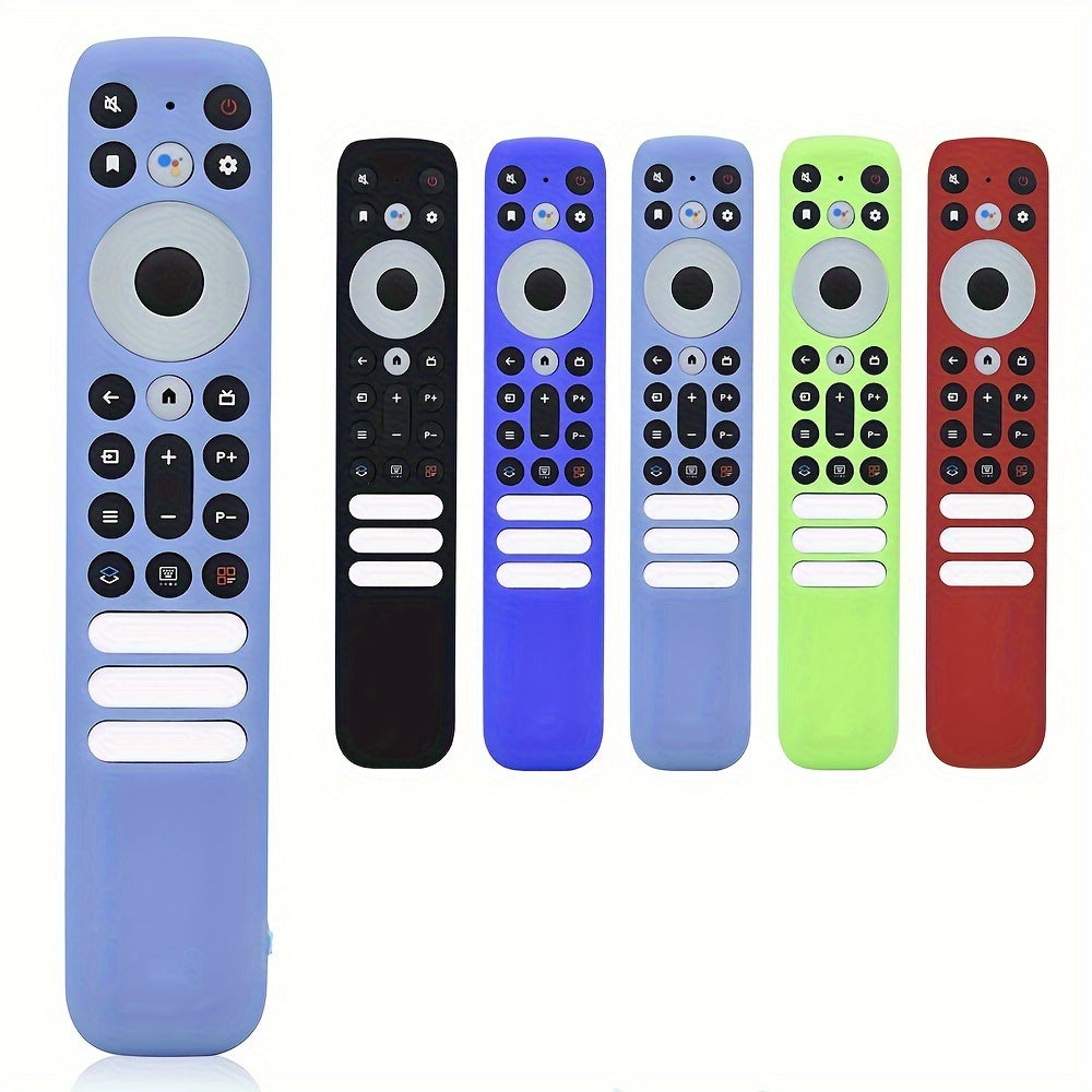 Silicone Remote Case designed for TCL RC902V FMR1, featuring waterproof and scratch-resistant protection with included lanyard. Lightweight with multiple color options available. Dimensions: 20.6cm x 4.1cm x 1.7cm.