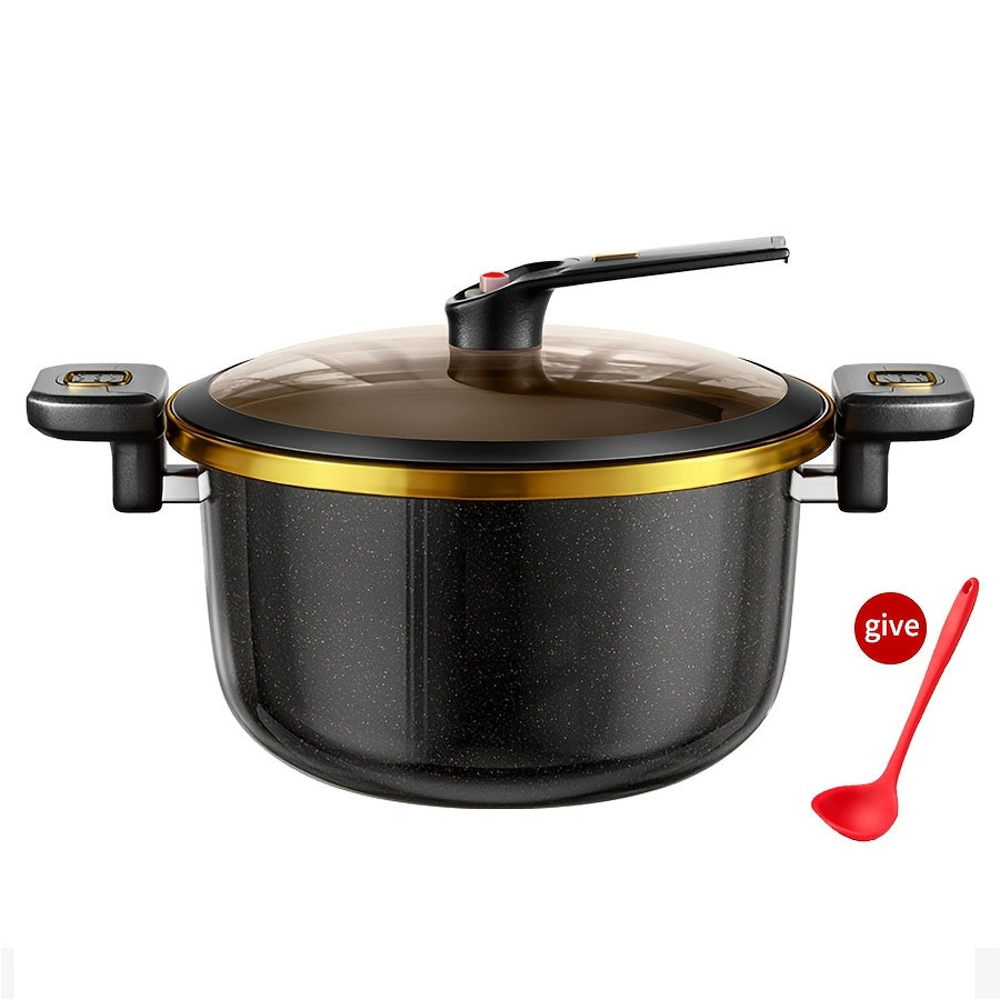 Enamel Cast Iron Soup Pot - 1-Piece, Large Capacity Slow Cooking Pot with Dual Handles, Induction Cooktop Compatible, No Power Supply Required