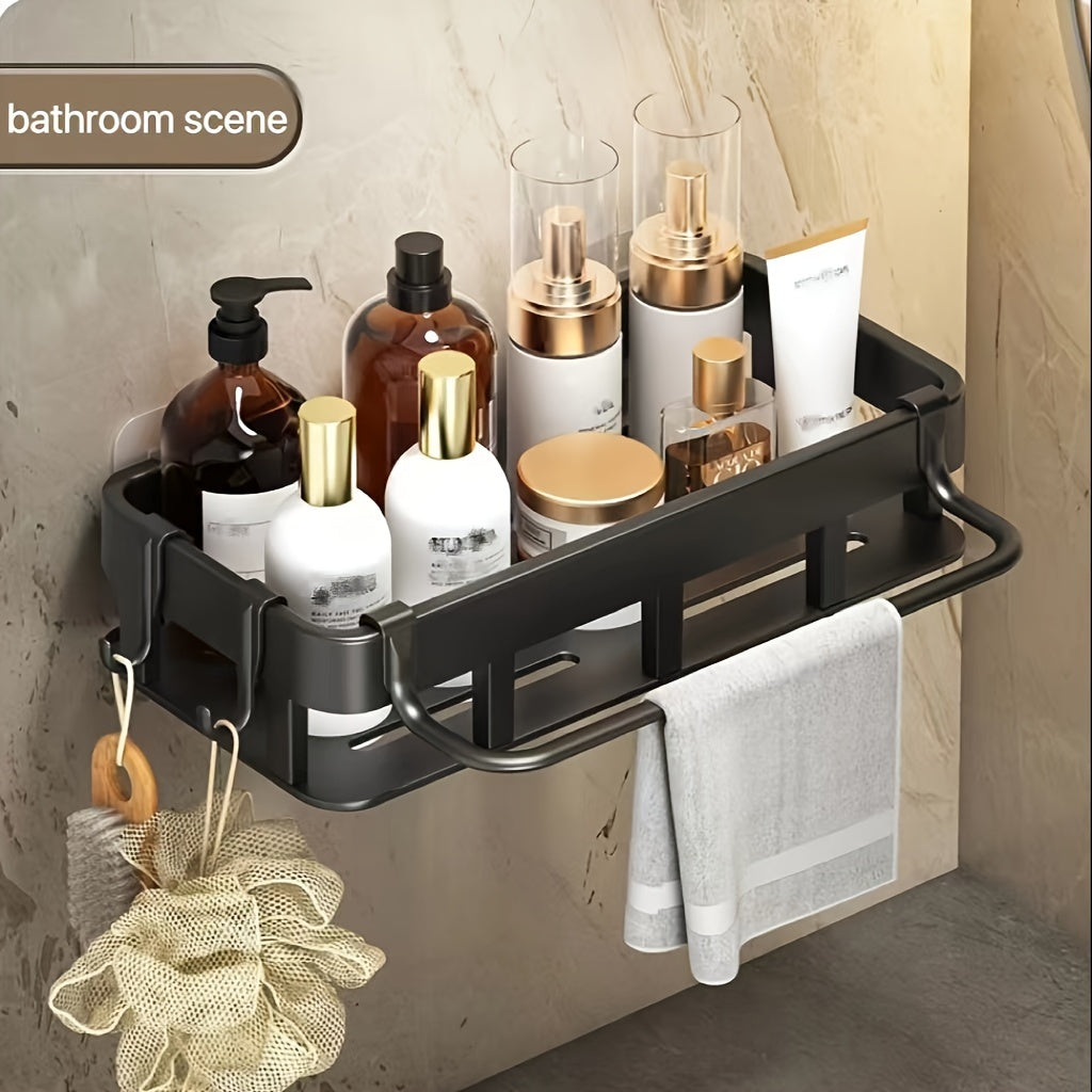 Space-saving kitchen and bathroom sink organizer with towel rack available - Made of durable plastic and metal. This multi-functional wall-mounted storage solution is perfect for sponges, soap, and cleaning tools. Includes drainage slots and under sink