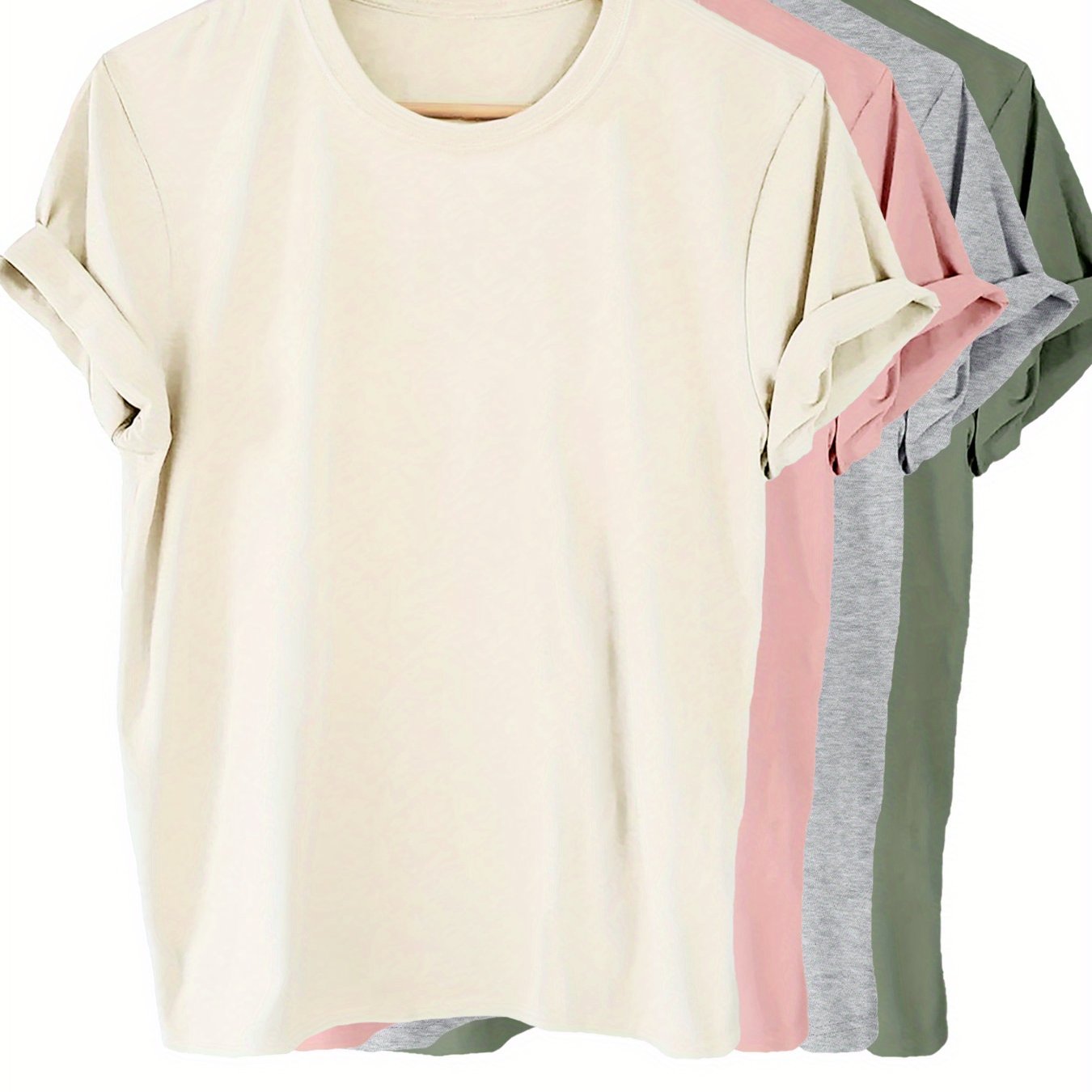 4 Solid Color T-shirt Packs for Women, Perfect for Summer and Spring