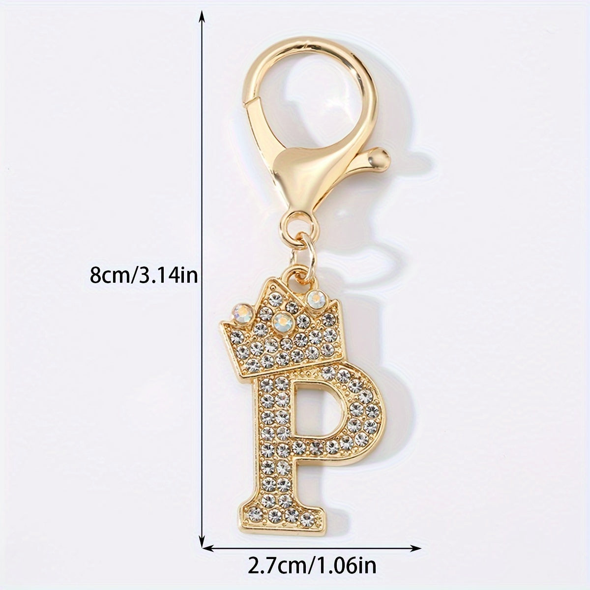 1pc Fashion Zinc Alloy Artificial Diamond Crown 26 English Letters Key Chain for Men, Bag Pendant for Friends.