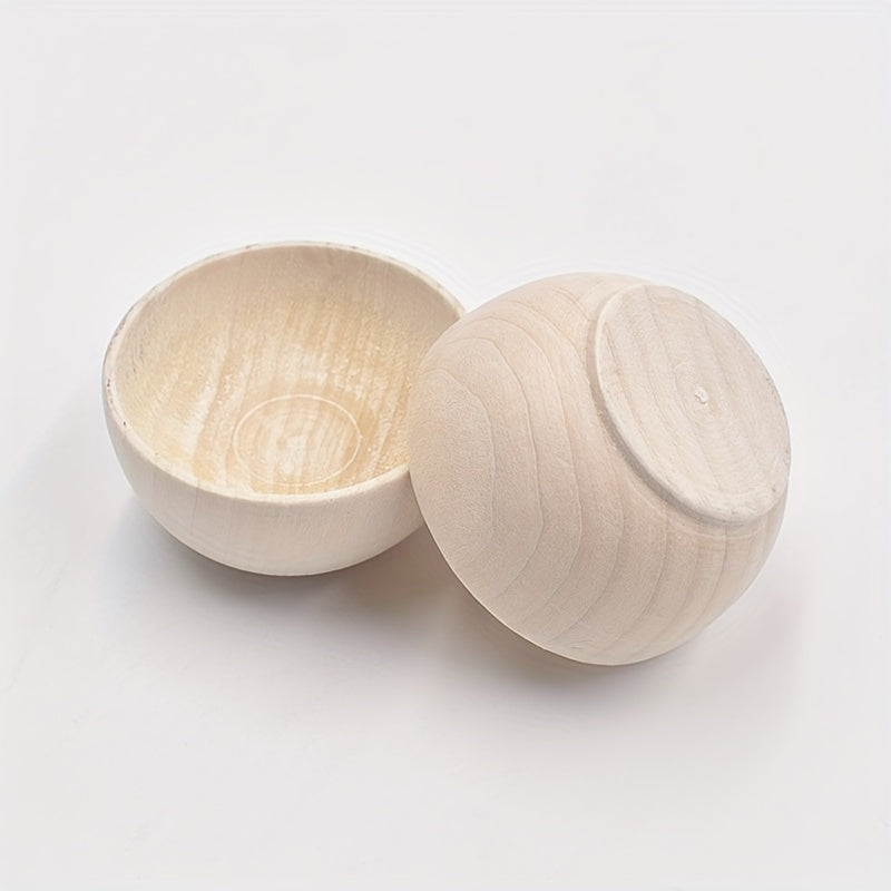 Set of 5 Natural Wooden Bowls, 30x57mm - Perfect for DIY Crafts, Home Decor, and Paintable Toys for Kids