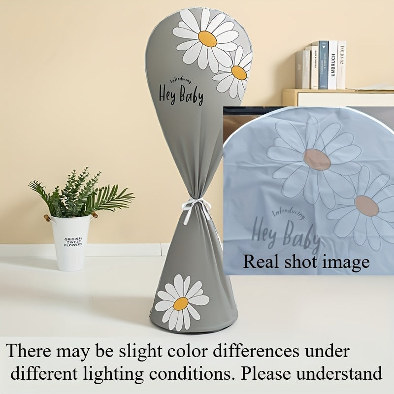 Protect your floor standing fan with this minimalist style dust cover. Made from plastic, it features a universal fit and daisy design. Keep your fan moisture-proof and dustproof, extending its lifespan and making it suitable for winter storage.