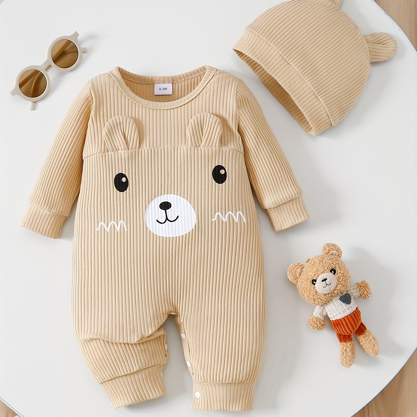 Cute 3D Bear Jumpsuit with Comfortable Hat for Children