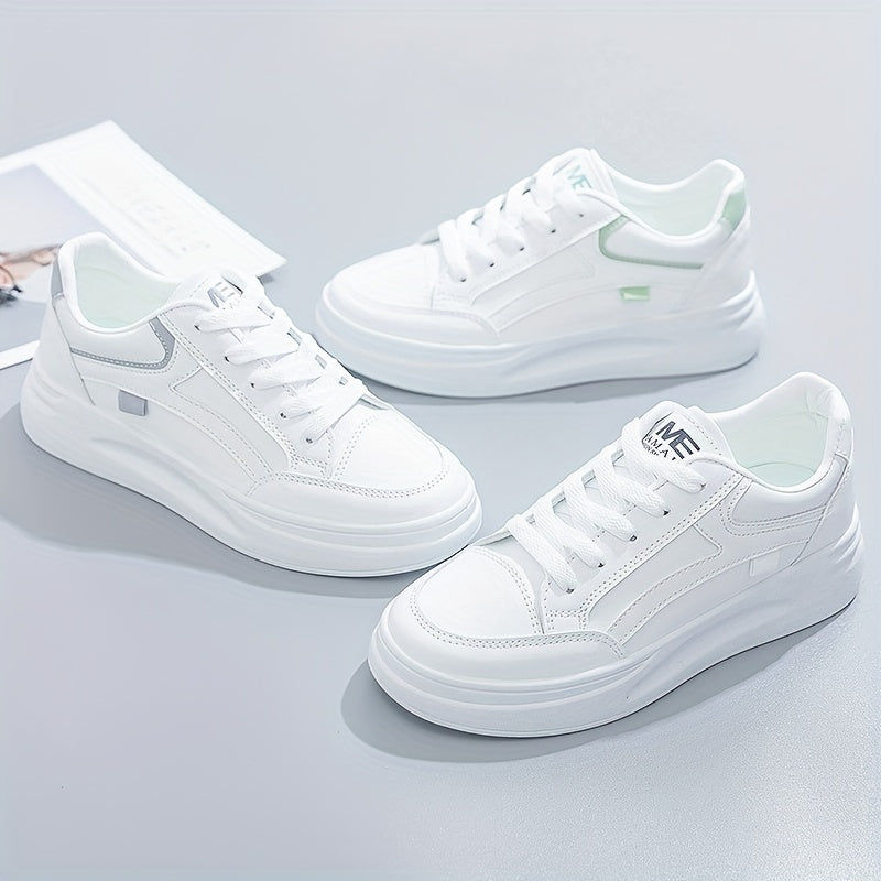 Lace up flat sneakers for women, ideal for leisure walking, running, and jogging.