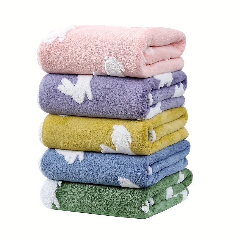 1pc Rabbit Jacquard Design Bath Towel, 69.98*139.98cm, Household Cute and Super Soft, Absorbent Bathroom Towel.