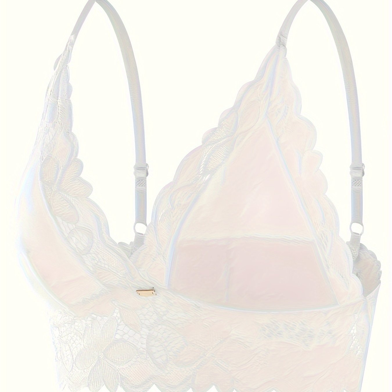 Breathable floral lace unlined bra with scallop trim, women's lingerie.