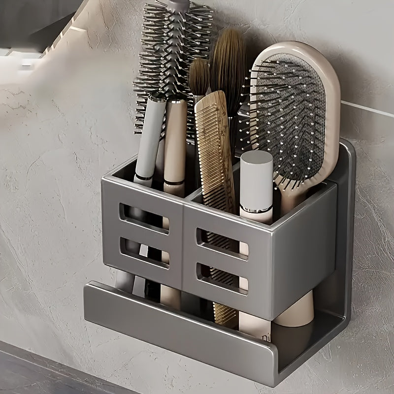 Plastic bathroom shelf organizer for toothbrush, toothpaste, razor, hair dryer. Can be used in kitchen and bathroom. 1PC.