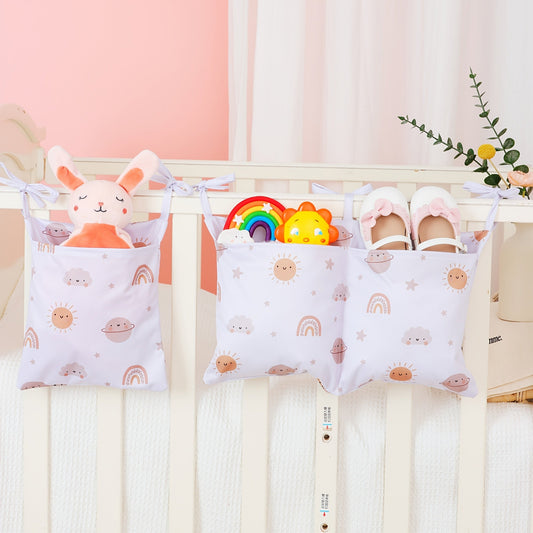 Keep your kids' essentials organized with our Single or Dual-Pocket Bedside Storage Organizer! Featuring cute printed fabric and convenient hanging design for bottles, diapers, and toys. The perfect Christmas or Thanksgiving gift for youngsters. Get