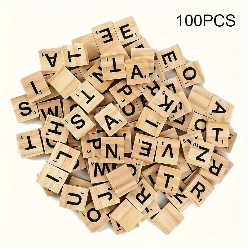 Premium Wooden Letter Tiles Set: 52/100/200 Pieces for Crafting, Coasters, and Word Games