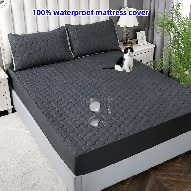 Get a durable waterproof fitted bed sheet with three layers of thickness and a non-slip, breathable design. This versatile mattress cover is perfect for hotel guest rooms and dorms, and is reversible for added convenience. It is easy to clean in the