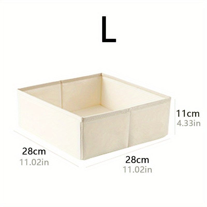 Fabric underwear storage box with 1 compartment, can be folded for easy storage. Ideal for organizing underwear, bras, socks, and other items in your wardrobe, closet, bedroom, home, or dormitory while saving space.