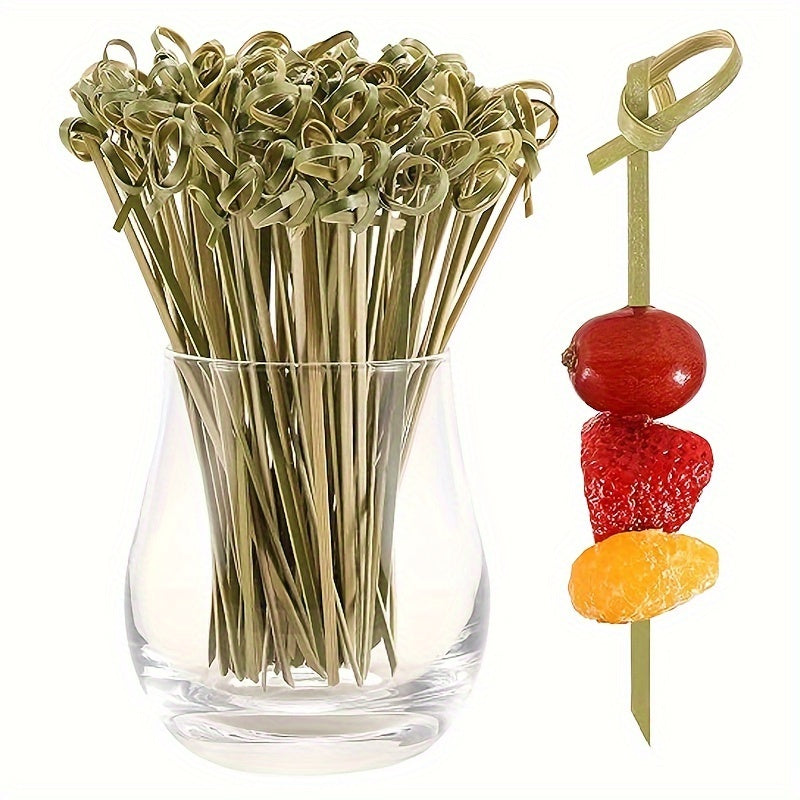 100 Natural Bamboo Knot Picks, 15.24 cm, for Appetizers, Party Supplies, Charcuterie Boards, Fruit Garnish, Food Sticks.