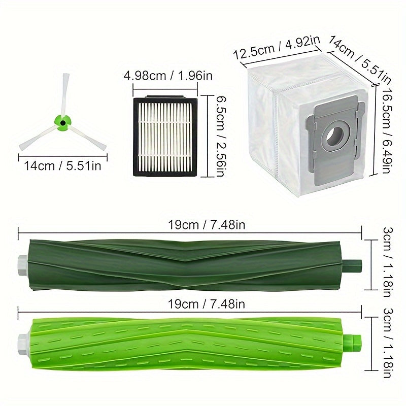 Этот набор включает 23 запасные части для различных моделей пылесосов iRobot, таких как i3, i3+, i7, i7+, i4, i4+, J7, i2, i6, i6+, i8, i8+/Plus, E5, E6, E7, I, E и J серии. Набор содержит 2 комплекта резинок для щеток, 6 HEPA фильтров, 6 боковых