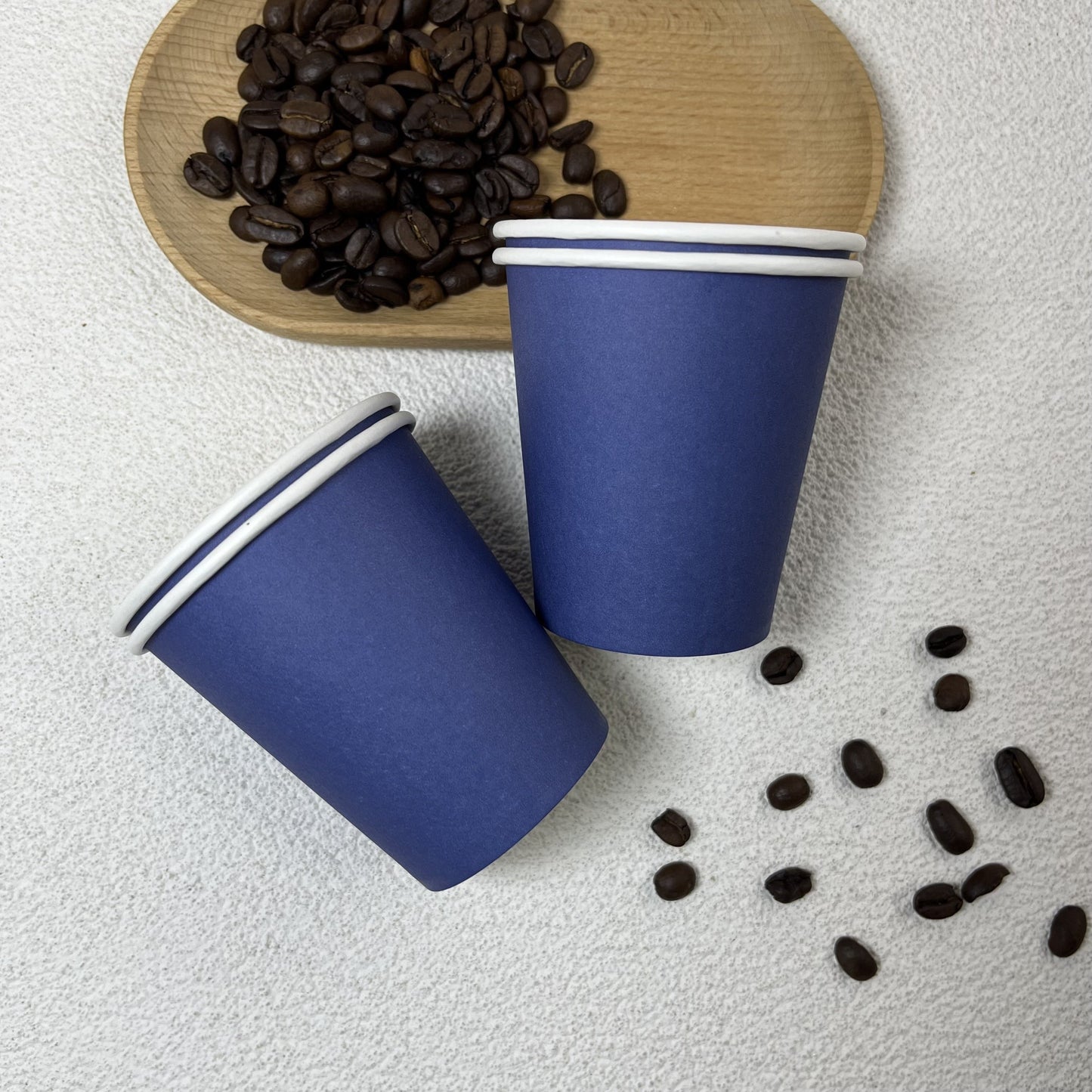 Pack of 50 7oz Blue Disposable Paper Cups with Polyethylene Coating - Perfect for Cold Beverages like Coffee, for Home & Commercial Use. Hand Wash Only. Ideal for Christmas, Halloween, Easter, Hanukkah & Thanksgiving Celebrations