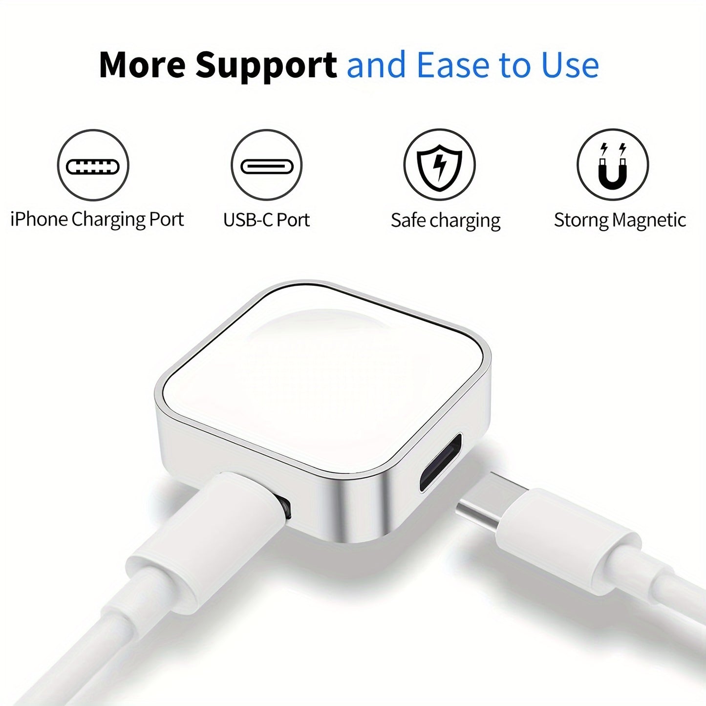 Portable dual-interface Type C lightning charger for Apple Watch S9 - 1 SE series