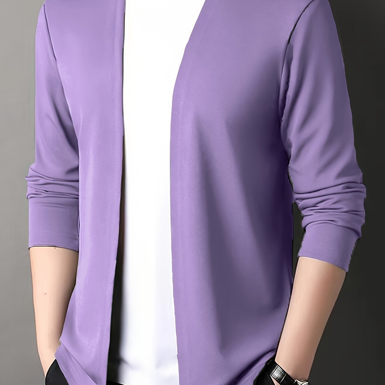 Men's slim-fit knitted cardigan for outdoor activities.