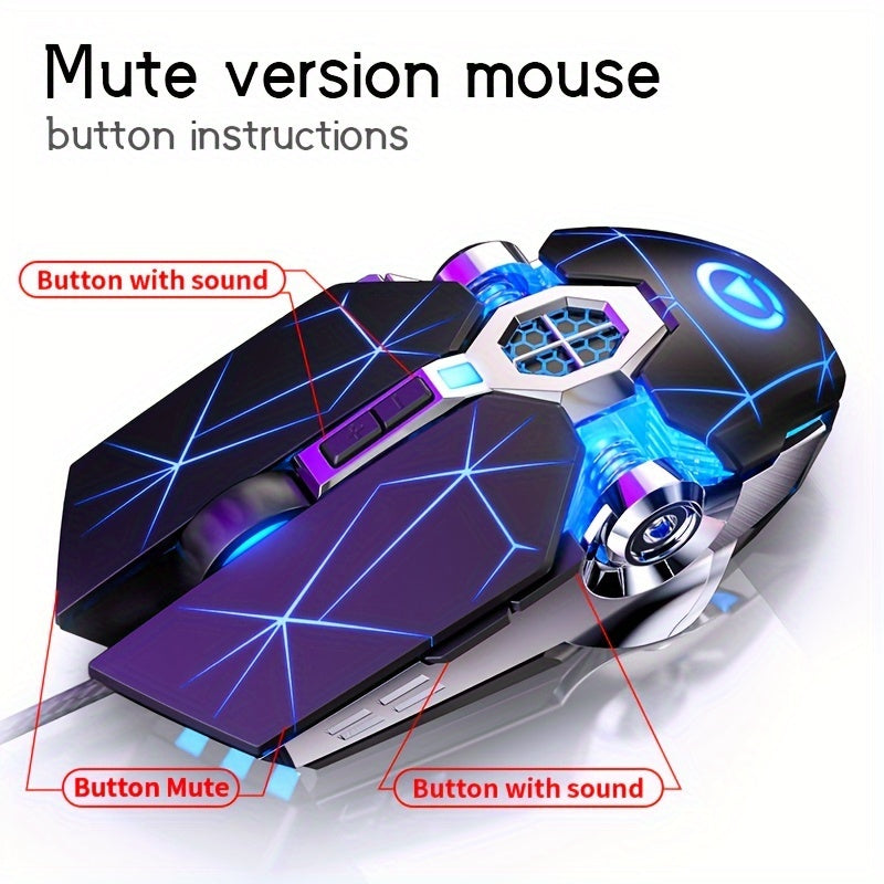 Quiet and sleek gaming mouse with programmable macros and LED breathing lights - ideal for PC and laptop gamers!