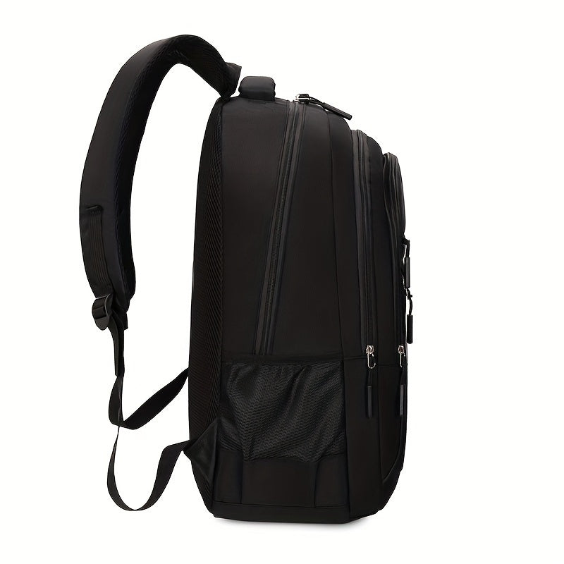 Durable nylon backpack with laptop compartment for students, easy to clean and ideal for school.