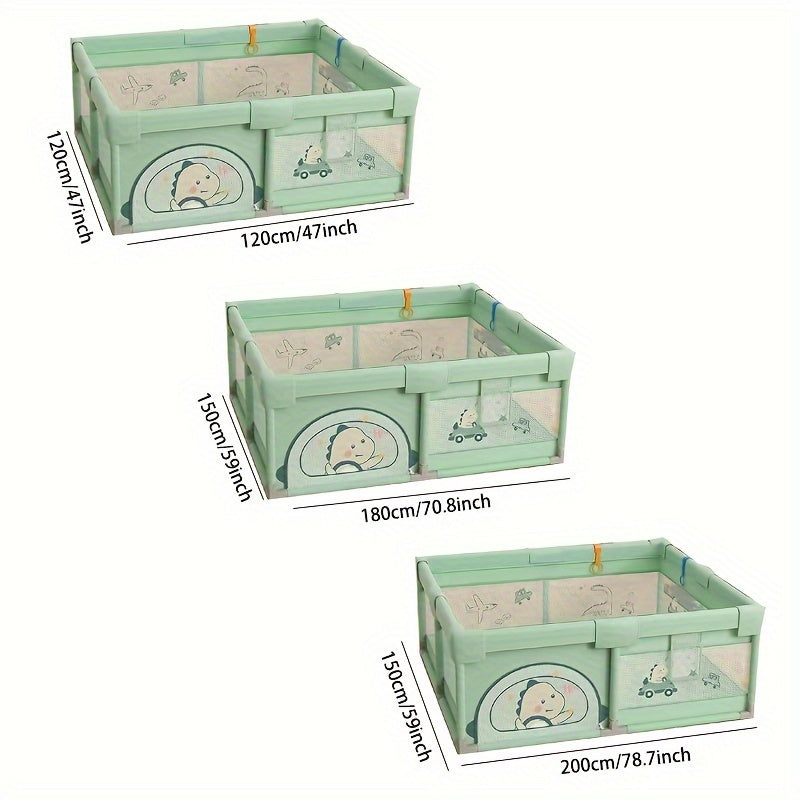 Spacious Game Enclosure with Pull Ring and Door, Secure Guardrail with Eight Anti-slip Bases, Ideal for Indoor and Outdoor Play