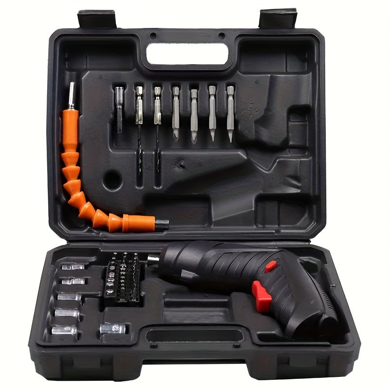 48pcs Cordless Electric Screwdriver Kit - Ergonomic, USB Rechargeable, Steel, Handheld Drill with Lithium Battery, for DIY Projects/Home Repair, Suitable for Everyone.