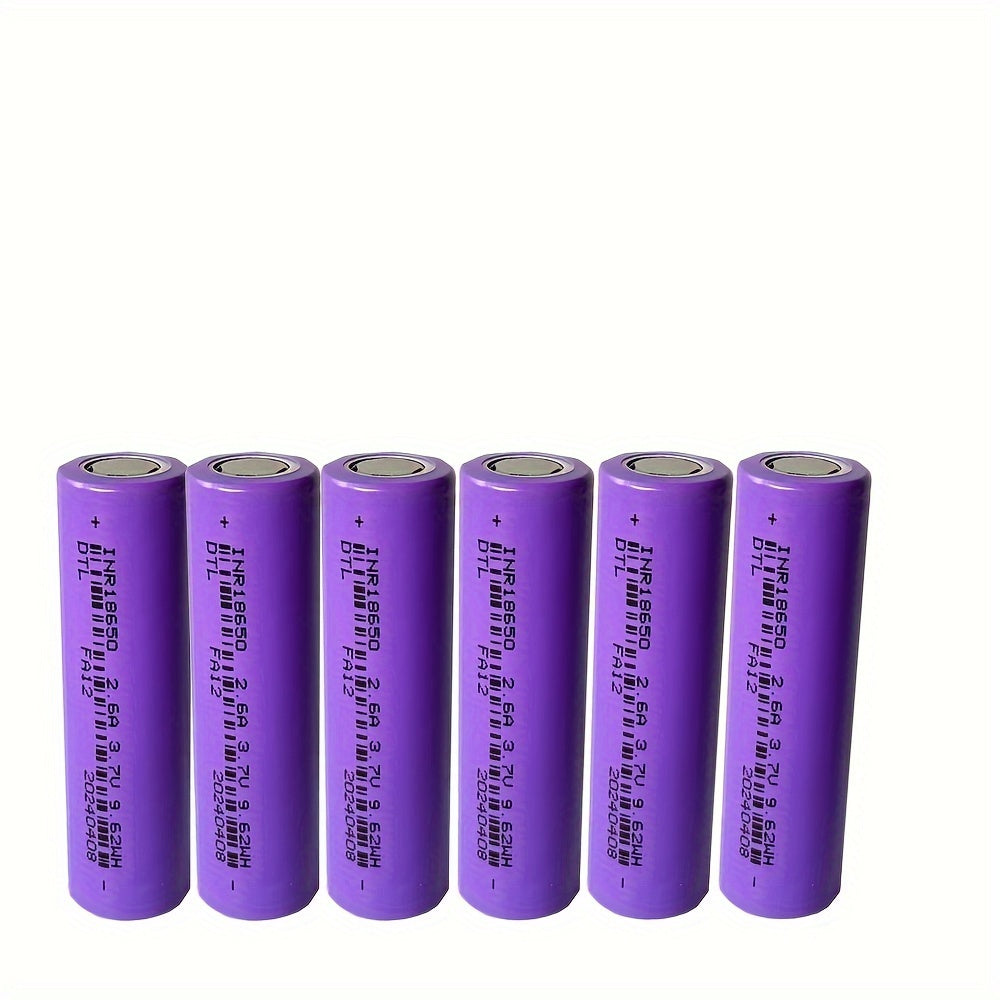 Rechargeable 2600mAh lithium battery with flat head provides long-lasting power for electronics and 18650 discharge.