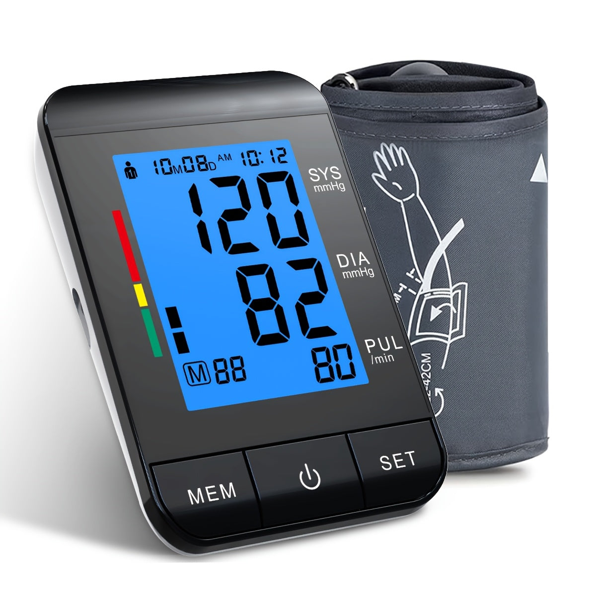 Home Blood Pressure Monitor with Oversized Dual Cuff, Large LCD Display, Fully Automated Digital Sphygmomanometer including USB Cable