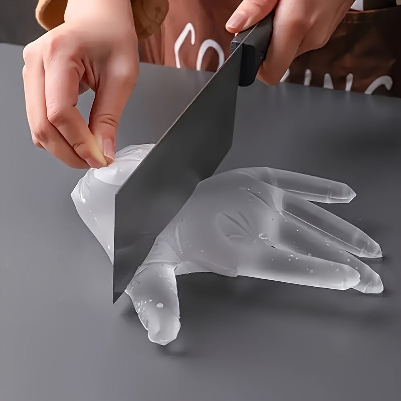 100 TPE Disposable Gloves - Latex & Powder Free, Waterproof for Kitchen, Baking, Cleaning, Beauty Salons & More. Suitable for Household, Hairdressing, Restaurants, and Hotels. Transparent.