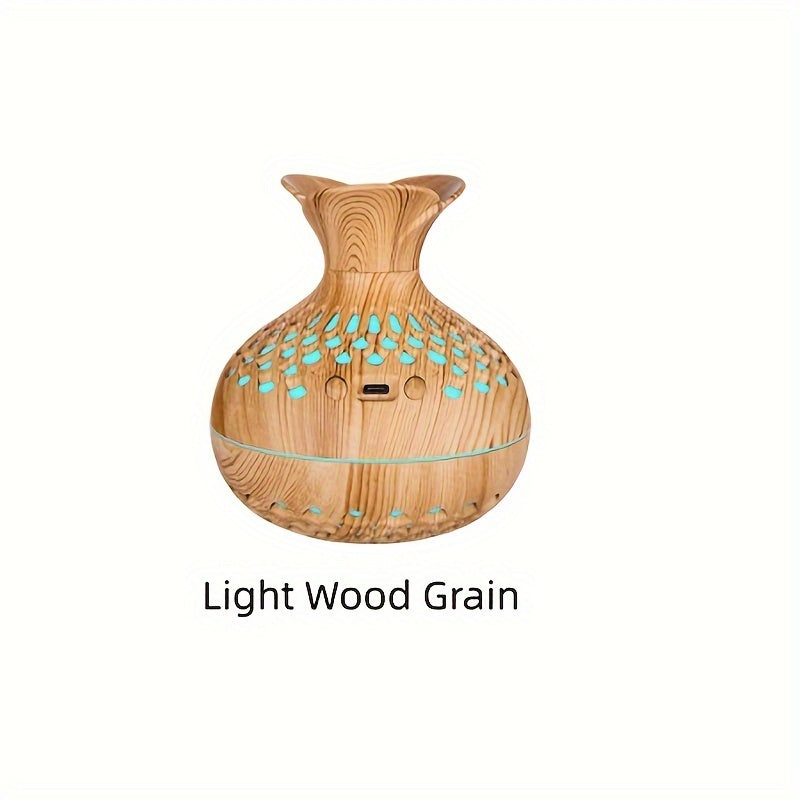 Wood Grain Aromatherapy Lamp & Humidifier: USB Powered, Improves Air Quality, Ideal for Any Room.