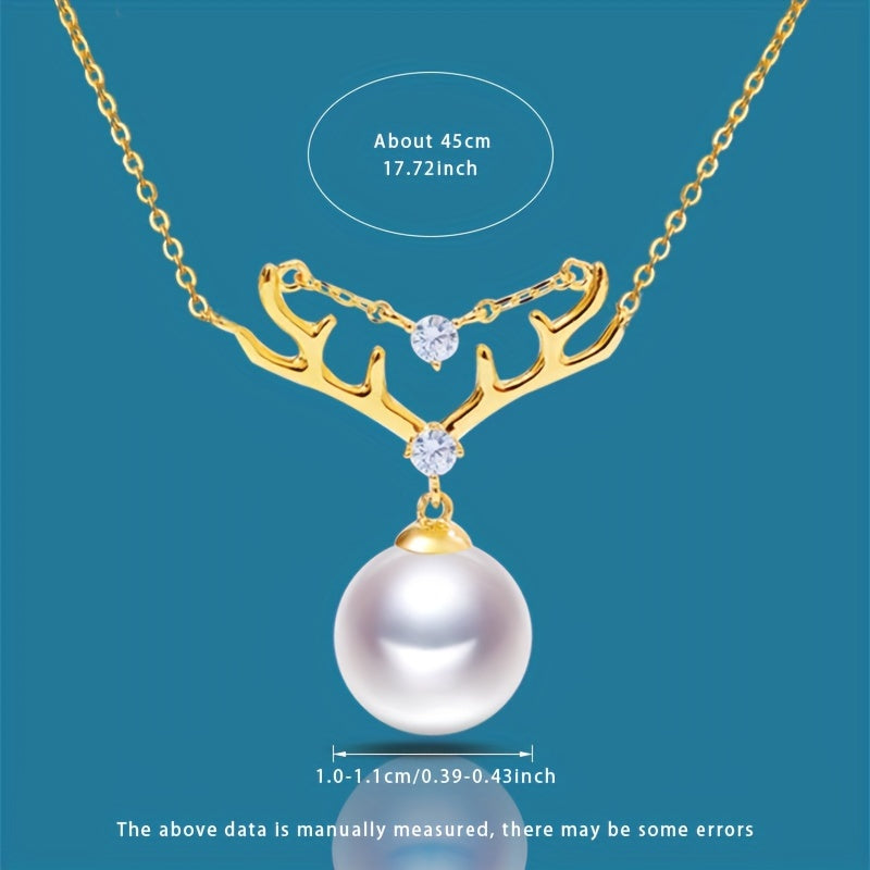 Beautiful Women's Necklace with Freshwater Pearl Pendant - Featuring Large 10-11mm Round Natural Pearls, Sterling Silver, Comes in Gift Box - Suitable for Everyday Wear or Special Events, Various Brands Available, Unique Characteristics Such as Growth