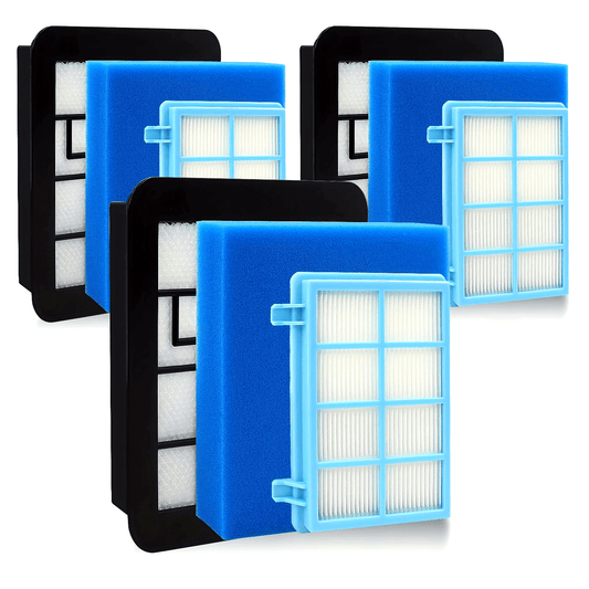 3 Piece Pack Vacuum Cleaner Filter Accessories, Compatible with PowerPro Compact and Active Vacuum Cleaners FC8010/01 FC9331 FC9332 FC9555 FC9556 - HEPA Allergy Filter Replacement Set