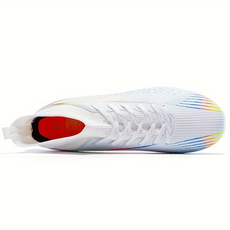 Men's Soccer Cleats FG 2024 with Fashionable Grid Pattern, PU Upper, TPU Sole, EVA Insole, Anti-Slip, Lace-Up Closure for All-Season Outdoor Sports.